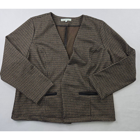 Cleo Jackets & Blazers - Women's Cleo Petite Brown Black Plaid Blazer Jacket 14P